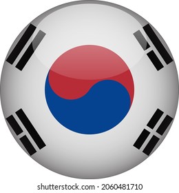 South Korea 3D Rounded Country Flag Icon