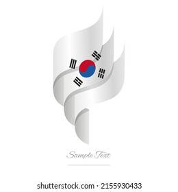 South Korea abstract 3D wavy flag white red modern South Korean ribbon torch flame strip logo icon vector