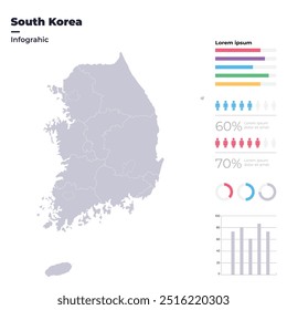 South Korea Administrative Districts Map Vector Graphic