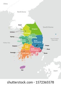 South korea administrative divisions map / English