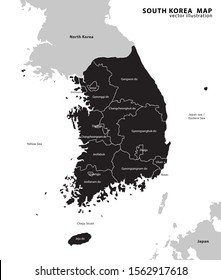 south korea administrative map. vector illustration.