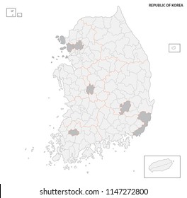 south korea administrative and political vector map