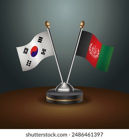 South Korea  and Afghanistan table flags relation with gradient backgrund. Vector Illustration