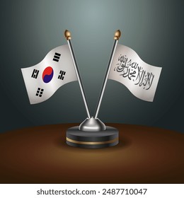 South Korea and Afghanistan table flags relation with gradient backgrund. Vector Illustration