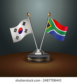 South Korea  and South Africa table flags relation with gradient backgrund. Vector Illustration