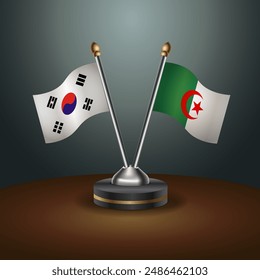 South Korea  and Algeria table flags relation with gradient backgrund. Vector Illustration