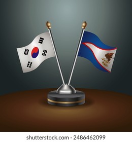 South Korea  and American Samoa table flags relation with gradient backgrund. Vector Illustration