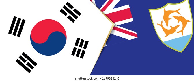 South Korea and Anguilla flags, two vector flags symbol of relationship or confrontation.