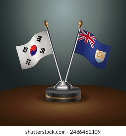 South Korea  and Anguilla table flags relation with gradient backgrund. Vector Illustration