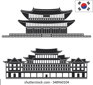 South Korea. Architecture. Abstract buildings on white background. EPS 10. Vector illustration