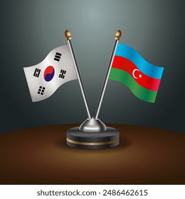 South Korea  and Azerbaijan table flags relation with gradient backgrund. Vector Illustration