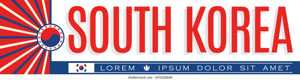 South Korea Banner design, typographic vector illustration, Korean Flag colors
