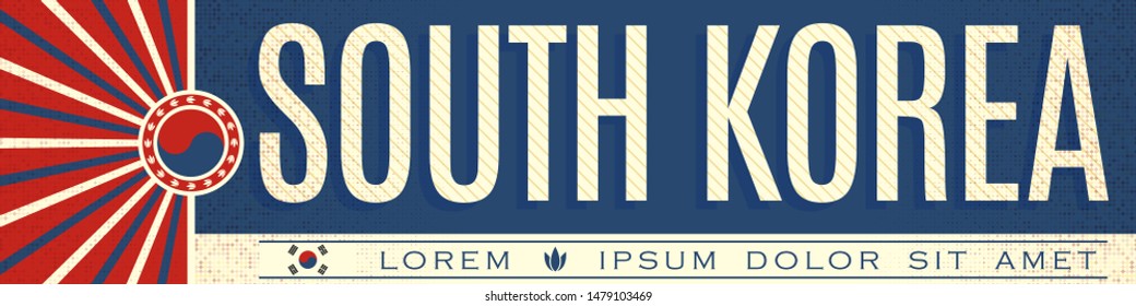 South Korea Banner design, typographic vector illustration, Korean Flag colors
