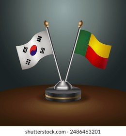 South Korea  and Benin table flags relation with gradient backgrund. Vector Illustration