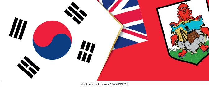 South Korea and Bermuda flags, two vector flags symbol of relationship or confrontation.