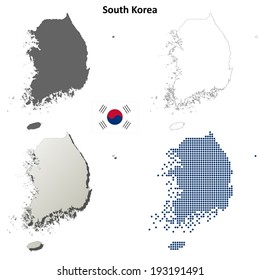 South Korea Blank Detailed Outline Map Set - Vector Version