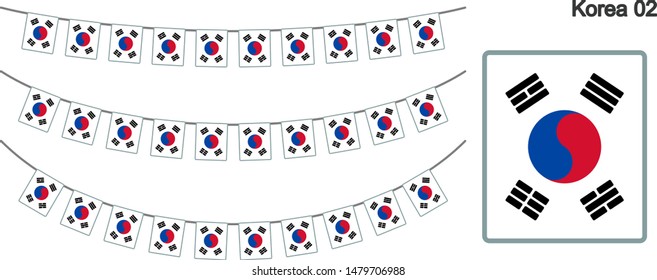 South Korea Bunting Flags Isolated on white Background. vector illustration.