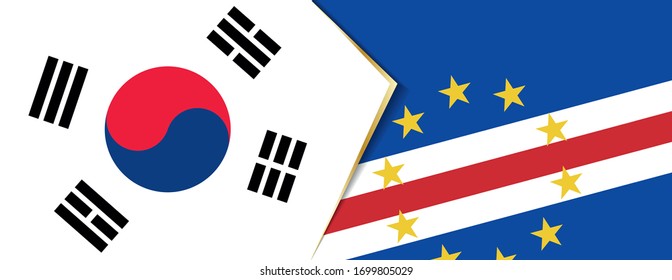 South Korea and Cape Verde flags, two vector flags symbol of relationship or confrontation.