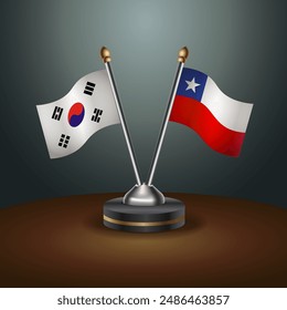 South Korea  and Chile table flags relation with gradient backgrund. Vector Illustration