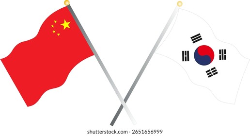 Bandeira da Coreia do Sul e da China