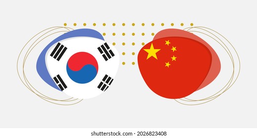 South Korea China Flags Chinese Korean Stock Vector (Royalty Free ...