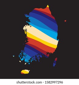 South Korea colorful vector map silhouette