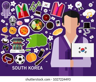 South korea concept background .Flat icons