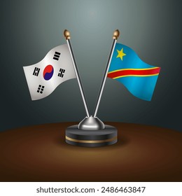 South Korea  and Congo table flags relation with gradient backgrund. Vector Illustration