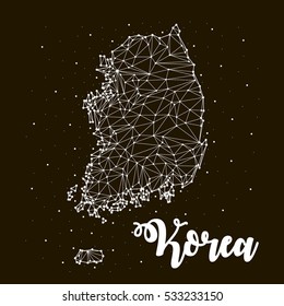 South Korea. Constellation, maps vector art.