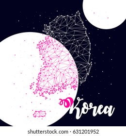 South Korea. Constellation, maps vector art.