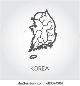 South Korea contour map. Simplicity icon in line style of country. Vector illustration template