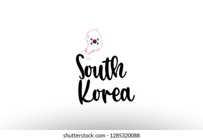 South Korea country big text with flag inside map suitable for a logo icon design