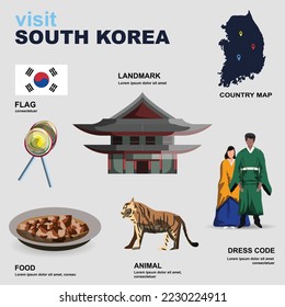 South Korea country detail vector illustration