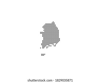 South Korea, country, dotted map on white background. Vector illustration.