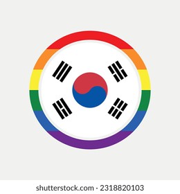 South Korea country flag circle - lgbt flag graphic element Illustration template design
