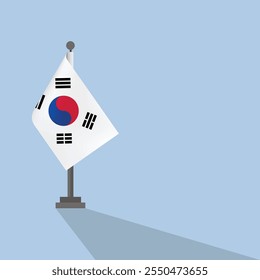 South Korea country flag. South Korea country flag on pole with wave effect.