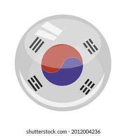 South Korea country flag vector round and glossy