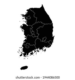 South Korea country map vector with regional areas