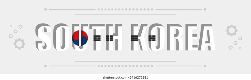 South Korea country name and flag, South Korea Flag with raised fists. National or Independence day design for south Korean people. Corporate Vector illustration. Modern white red blue abstract