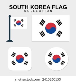 South Korea Country National Flag set