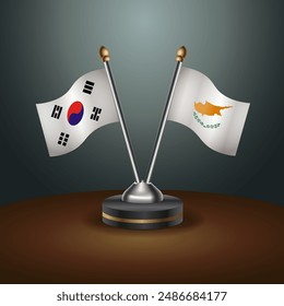 South Korea  and Cuba table flags relation with gradient backgrund. Vector Illustration