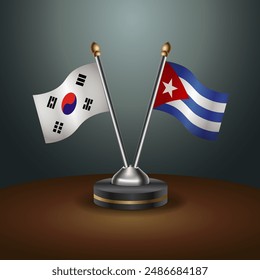 South Korea  and Cuba table flags relation with gradient backgrund. Vector Illustration