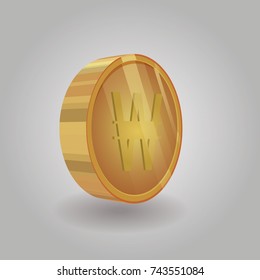 South Korea currency coin icon vector illustration