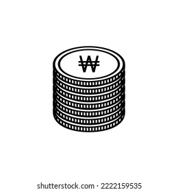 South Korea Currency Symbol, South Korean Won Icon, KRW Sign. Vector Illustration