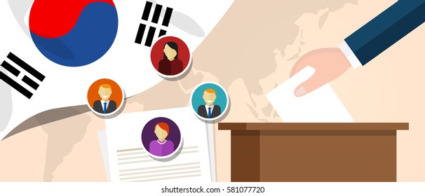 South Korea democracy political process selecting president or parliament member with election and referendum freedom to vote vector