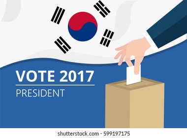 South Korea democracy political process selecting president or parliament member with election and referendum freedom to vote vector illustration