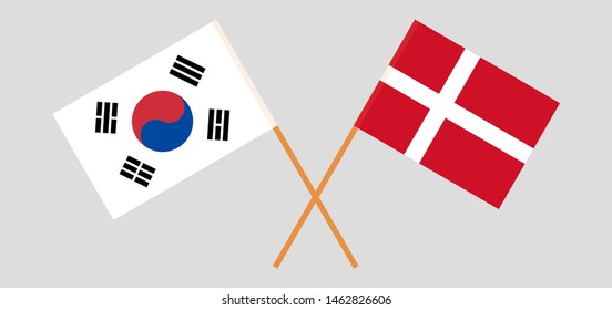 South Korea and Denmark. Crossed Korean and Danish flags