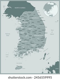 South Korea - detailed map with administrative divisions country. Vector illustration