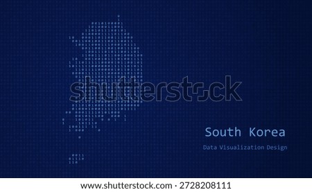 South Korea Digital map formed with ones and zeroes for data visualization design