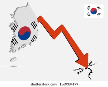 South Korea economic crisis concept Vector illustration eps 10